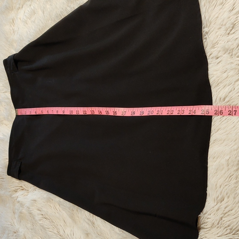 Cato A-Line Midi Skirt Black w/ Tie-Back Ribbon Belt Business Casual Stretch 6 - Picture 9 of 11